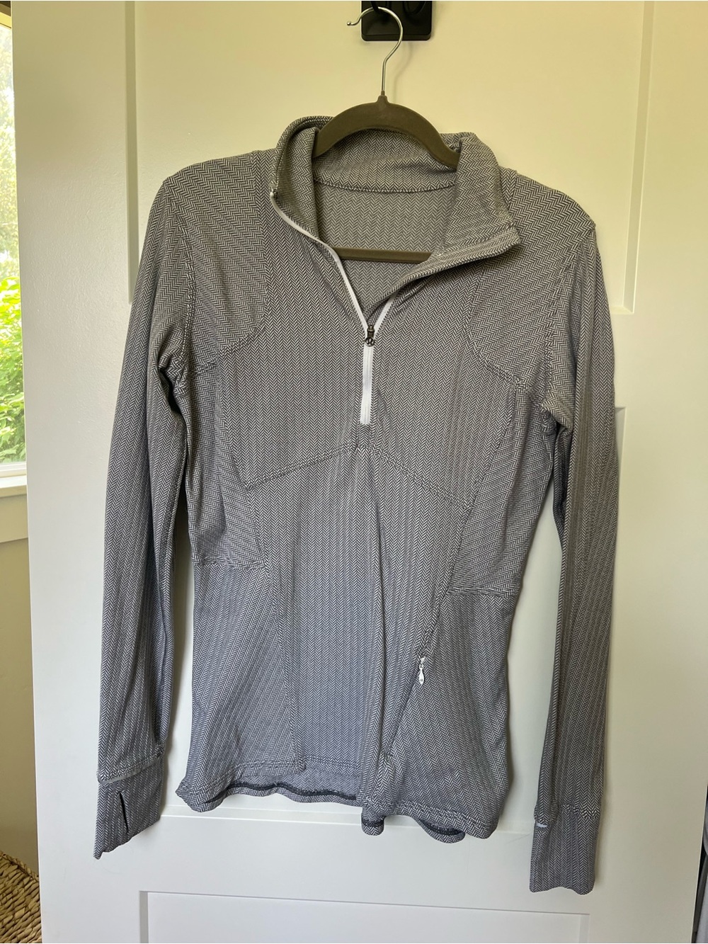 Lululemon Kanto Catch Me 1/2 Zip Heathered Herringbone Gray White